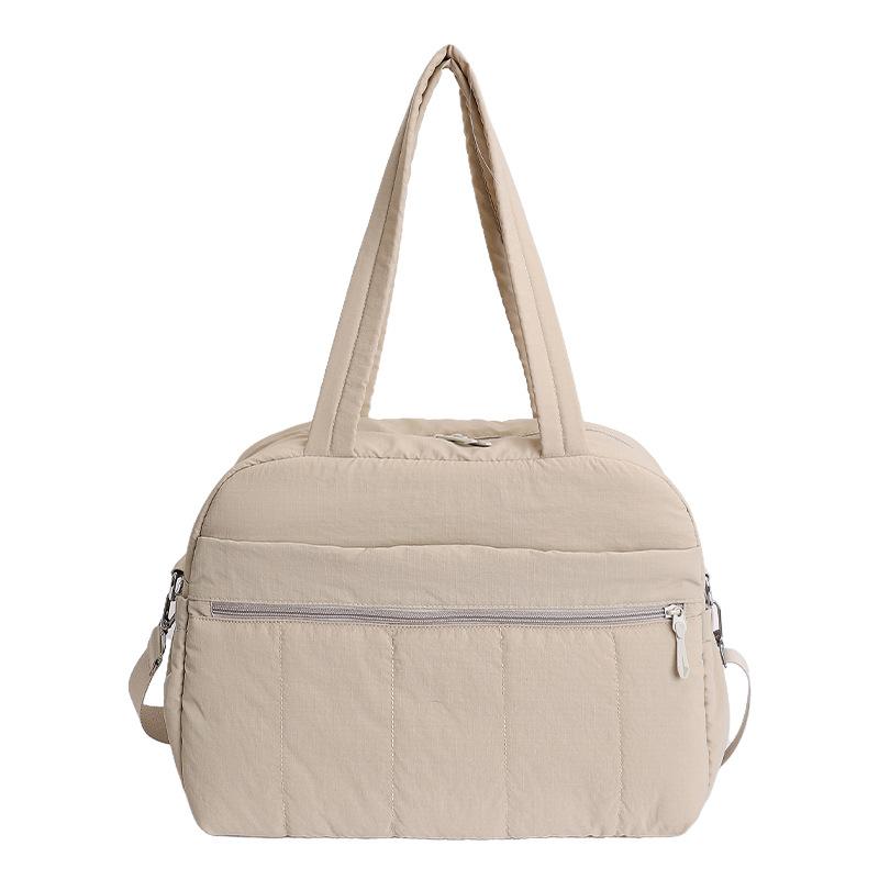 

Travel Bag Women s Large Capacity Shoulder Tote Bag Duffel Bag Sports Fitness Bag бежевый