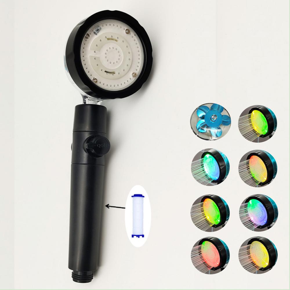 

Душевая головка с датчиком температуры и кнопкой остановки, 3/7 цветов, турбовинтовой фильтр высокого давления с отрицательными ионами