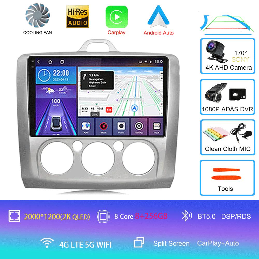 Android14 Carplay Auto For Ford Focus  Mk2 Mk3 2004 2005 2006 2007 - 2011 Multimedia Car Radio Player DSP WIFI+4G 2DIN Stereo