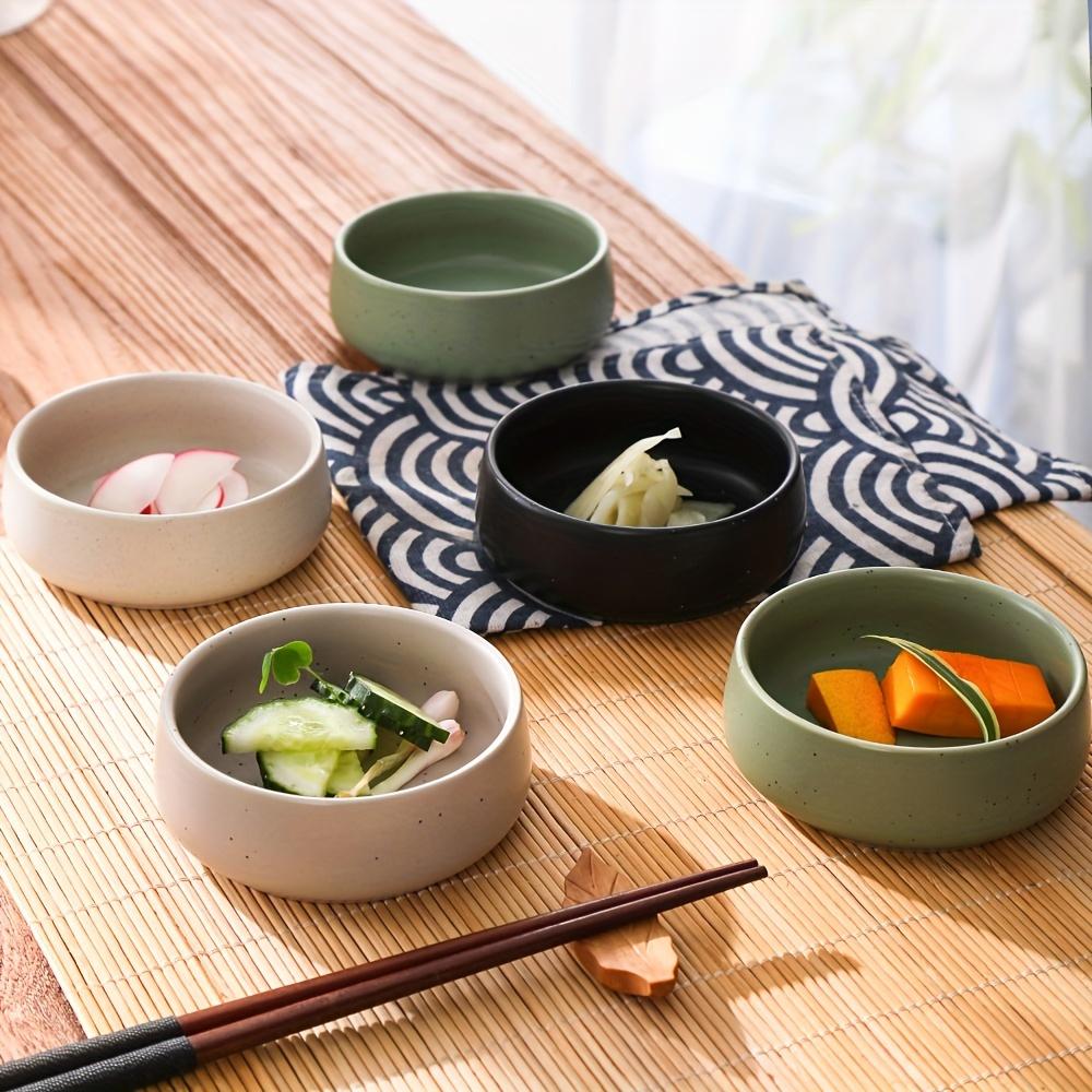 Korean Ceramic Dipping Dish Set for Hotpot BBQ Sauce with Sesame Dot Design Small Condiment Bowls