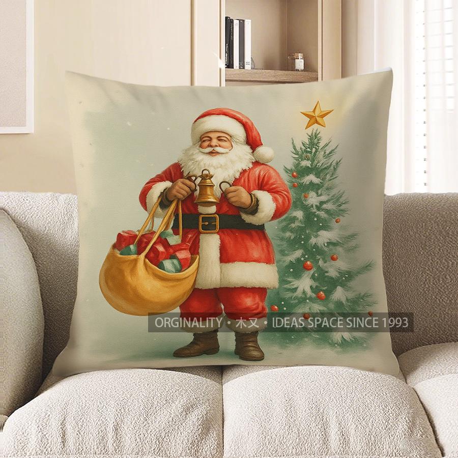 Home Decor Snowman &amp; Child Christmas Pillow Cover Pattern Cushion Cover Suitable For Sofa Bedroom Car Pillow Cover
