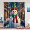 2pcs,Curtains Cute Snowman Christmas Winter Scene (3) Popular Creative Curtains Versatile Fabric Curtains Thermal Insulation,