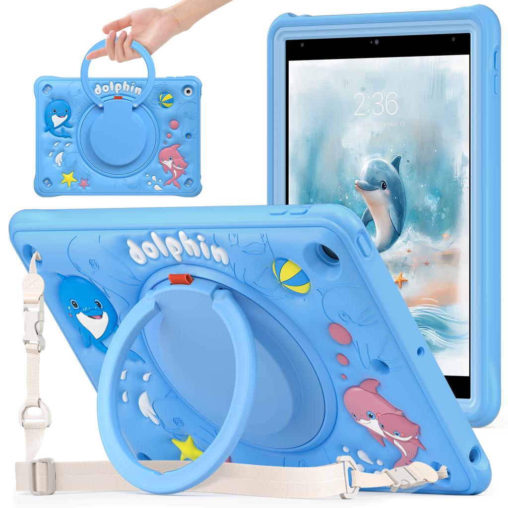 Handle Grip Case for IPad 10.2 2019 2020 2021 7th 8th 9th Generation 360 Rotating Stand Heavy Duty Cover Kids Cute Cartoon Funda