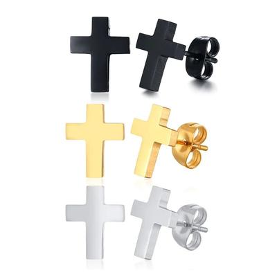 1 paire de boucles d'oreilles Punk mode coréenne, boucles d'oreilles croix en acier inoxydable, boucles d'oreilles croisées, bijoux pour femmes, petites boucles d'oreilles