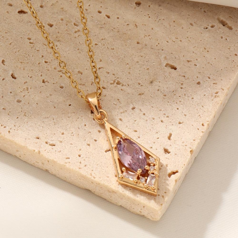 

Ожерелье-подвеска геометрической формы для женщин 2025 Новая мода Золотая цепочка из нержавеющей стали Свадебная вечеринка Ювелирные аксессуары фиолетовый