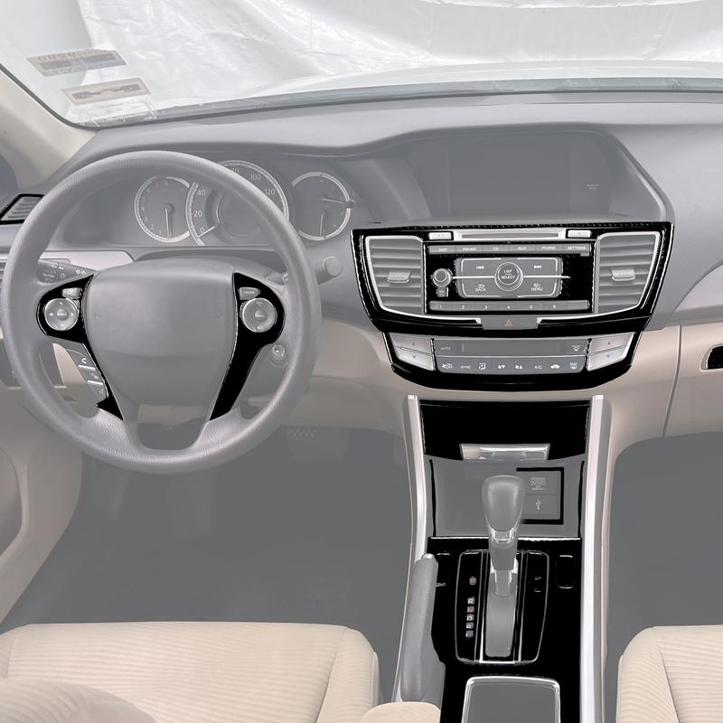 For Honda Accord 2014-2017 Piano Black Stickers Central Radio AC CD Selector Door Panel Car Accessories Interior Decorative