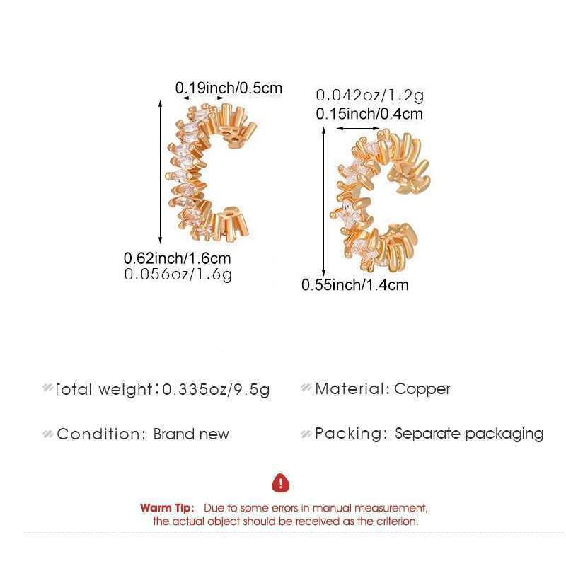 1Pc Horse Eye Zircon Earcuff Clips On Earring for Women Girls No Fake Piercing Cartilage Star Crystal Earring Ring Without Hole