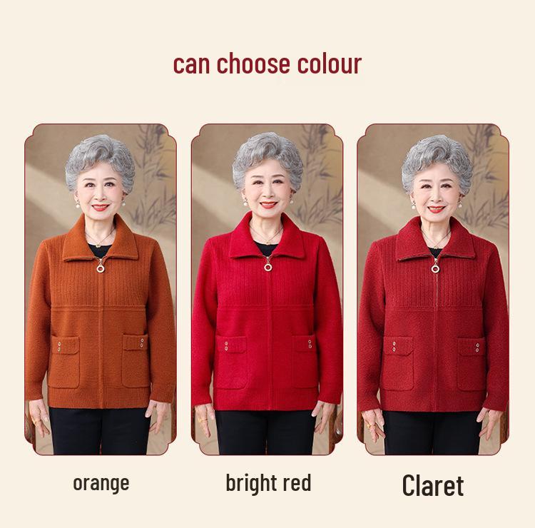 Spring Cardigan for Women - Middle-Aged to Elderly, Long-Sleeved Top for Moms and Grandmas