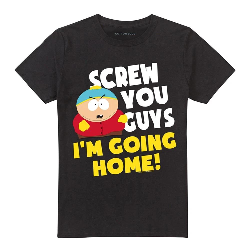 South Park Cartman Screw You Guys 100% Cotton T-shirt Mens Tees Top S-5XL, Black L
