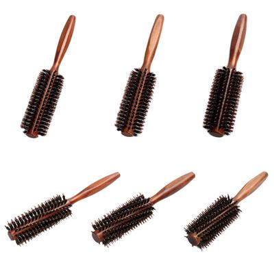 Pente de cabelo de sarja reta natural cerdas de javali escova de rolamento redonda diy ferramenta estilo cabeleireiro