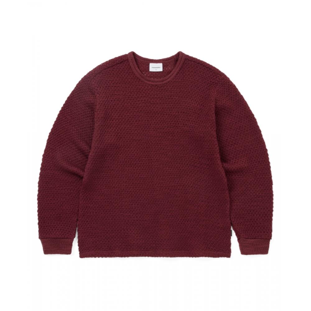 ThiSiSneverthat WooL Crochet Knit L S Crew Red S