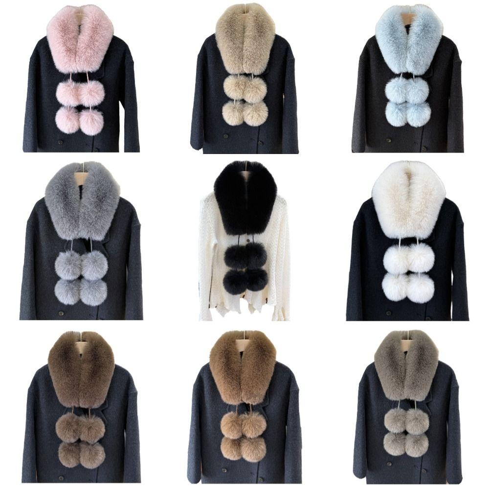 Solid Color Faux Fur Scarf Magnetic Buckle Women Winter Scarves Thickened Neckscarf for Girls