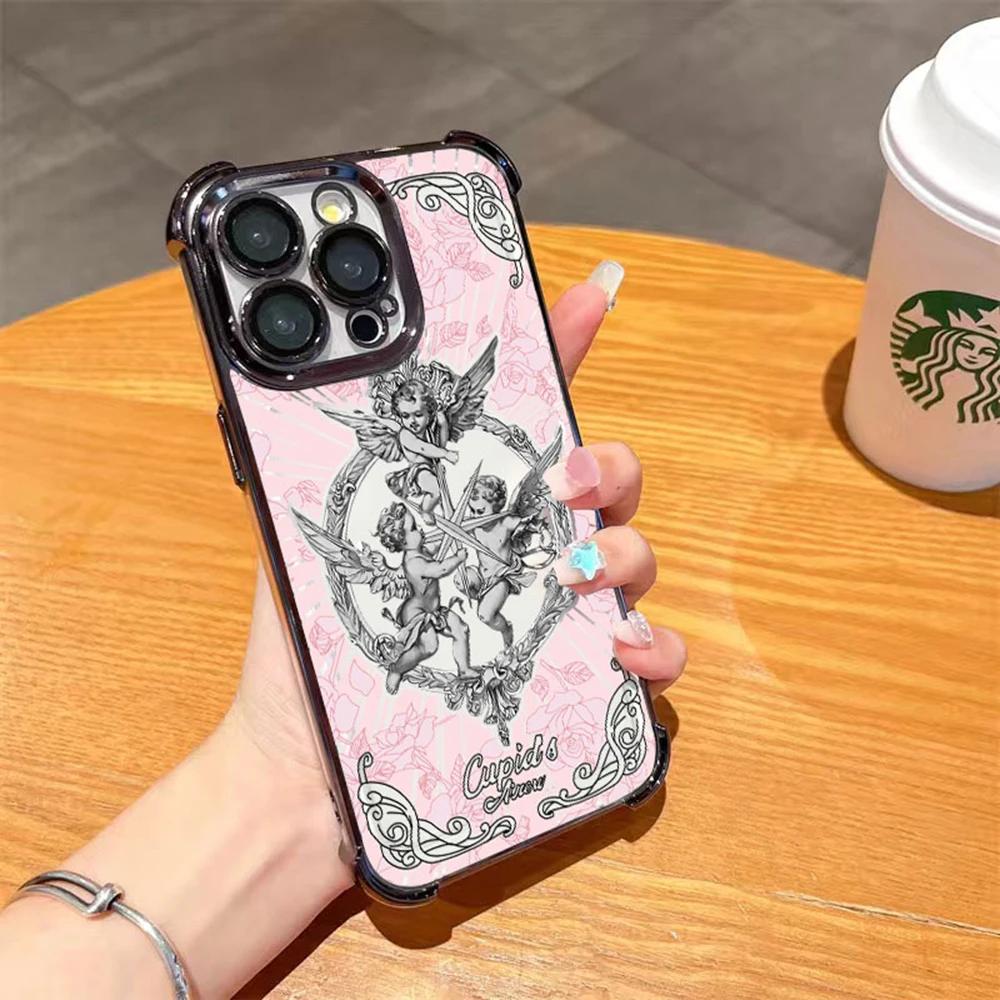 Middle Ages Retro Cupid Plating Case For Infinix Hot 40i 30 30i 10s 9 Play Smart 8 7 Note 40 Spark Go Anti Fall Airbag Cover