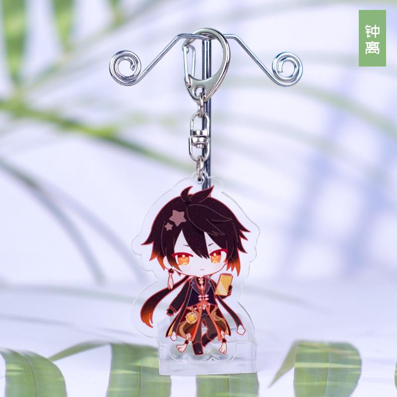 Anime Genshin Impact Acrylic Keychains Barbara Hu Tao Yae Miko Zhongli Yoimiya Qiqi Raiden Shogun Klee Nahida Pendant Figure Toy