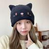 Cute cat ears knitted cold hat big head circumference confinement hat autumn and winter pregnant women nightcap bag head versatile wool hat