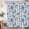Blue Bird Print Bath Curtain - Water-Resistant, 12 Hooks, Polyester Knit, Machine Washable, Animal Pattern