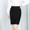 Women's Plus Size Black High Waist Midi Skirt with Slit - Professional Workwear