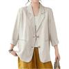 Cotton Linen Blazer for Women Spring Summer 2024 Long Sleeve Lightweight Business Casual Jackets Tops - POP