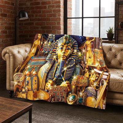 Egyptian Mythological Mural Pictograph Flannel Blanket Soft Warm Blanket Throw Blanket for Bedroom Living Room Bed Travel Picnic