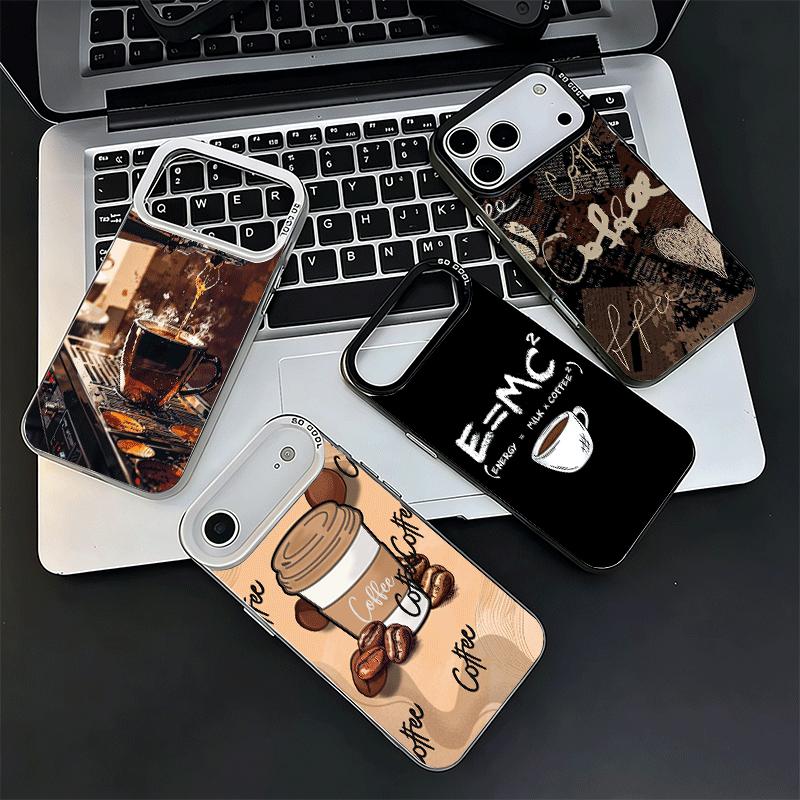 Black Coffee Fashion Style Shockproof Phone Case for iPhone 17 Air 16 16E 15 Pro Max 14 Plus 13 Mini 12 Back Cover Anti Fall Fun