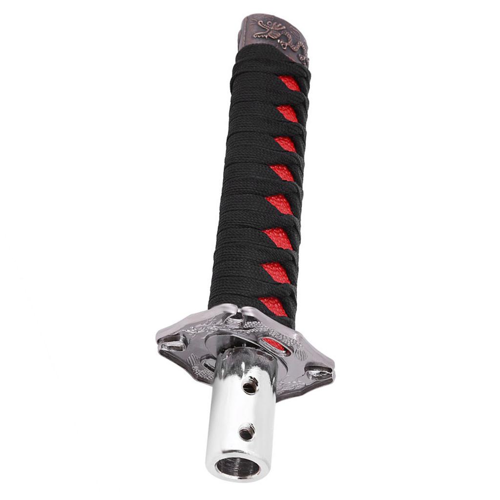 Universal Japanese Sword Car Gear Shift Lever Knob Shifter with 4 Adapters Black Red