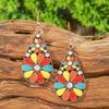 Vintage Bohemian Vacation Style Female Earrings Fashion Ethnic Unique Drop Oil Colorful Geometric Dangle Earrings Female Jewelry