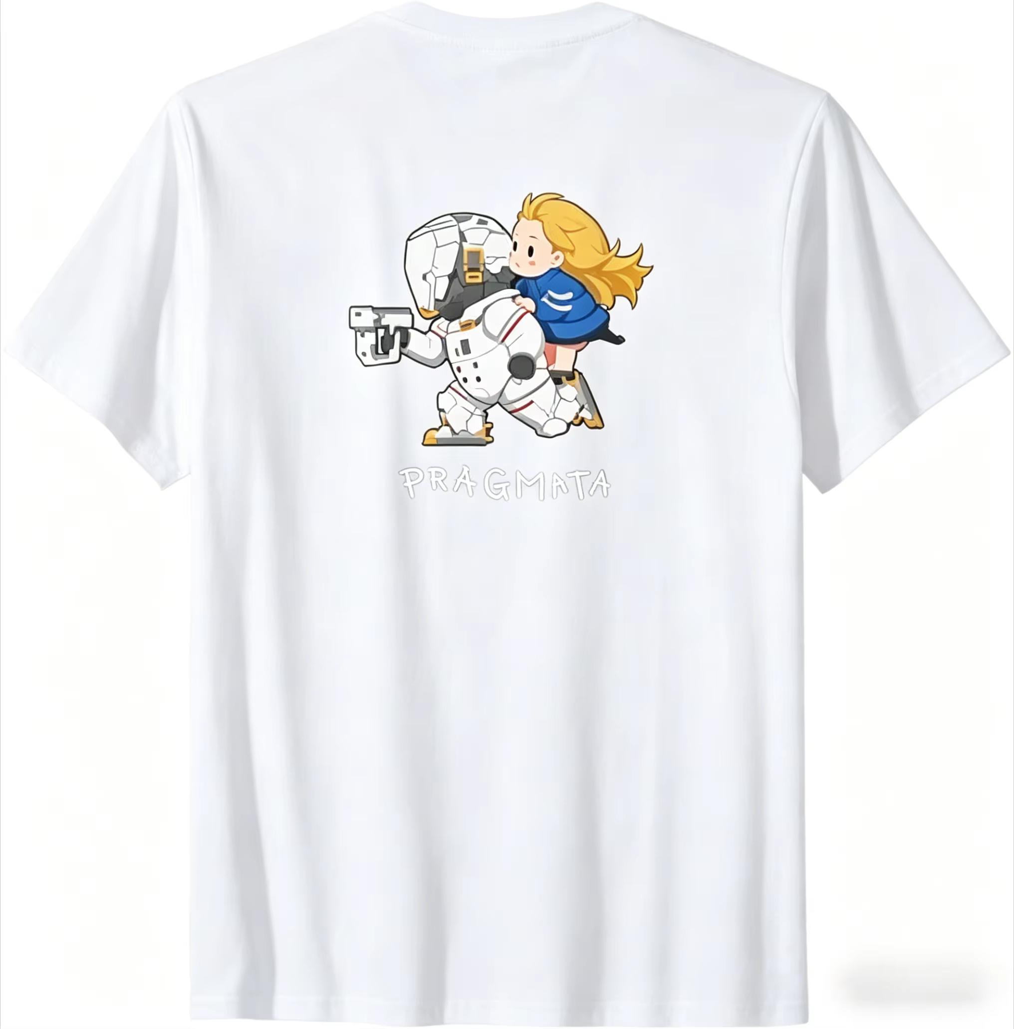 PRAGMATA Action adventure game TShirt 2026 Summer New Diana cute graphics pure Cotton Short sleeves Top Y2K Harajuku shirt M