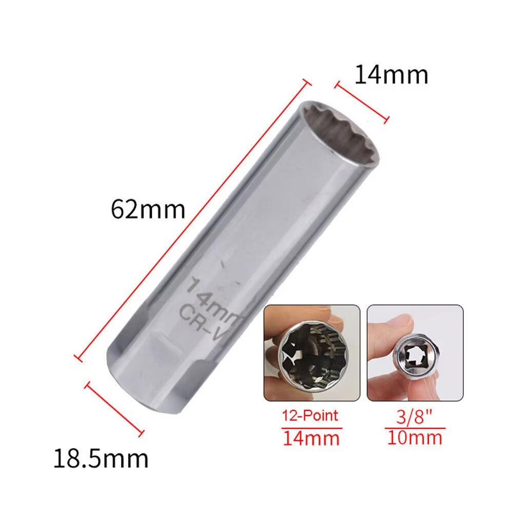 Universal Spark Plug Socket Spark Plug Wrench 3/8 Magnetic 12 Angle Thin Wall for 14mm 16mm Spark Plug Removal Auto Repair Tool