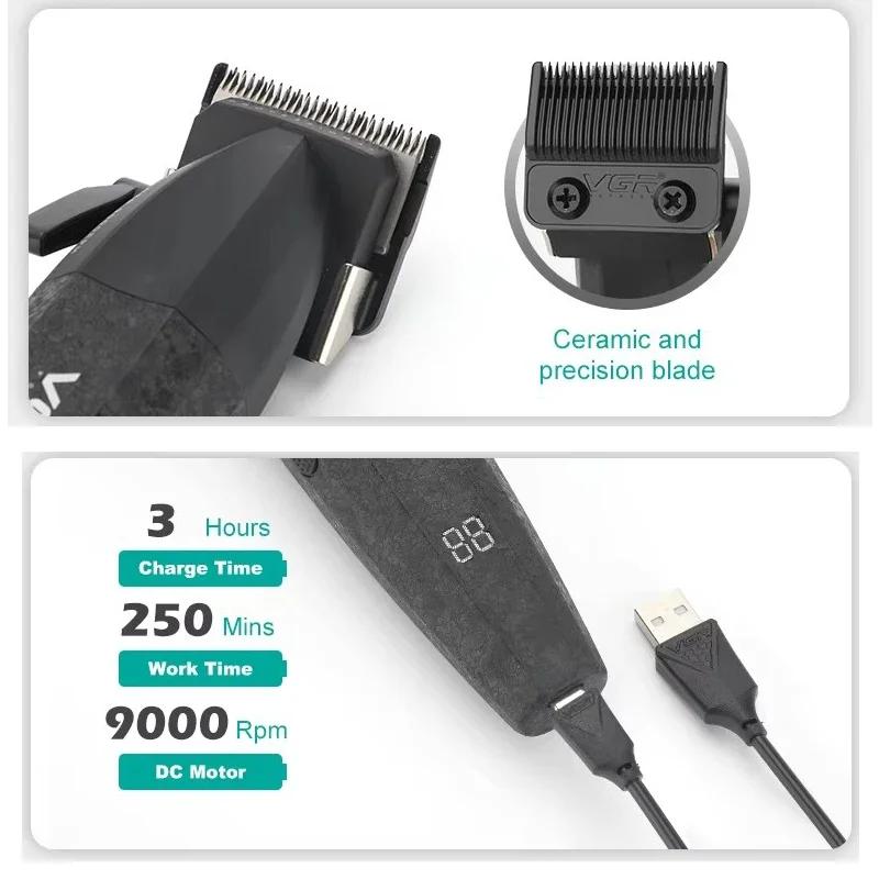 VGR V-640 S2 Professional Hair Clipper & Electric Shaver Cordless Hair Trimmer with Digital Display Hair Clipper Shape Carving Safe and Hygienic