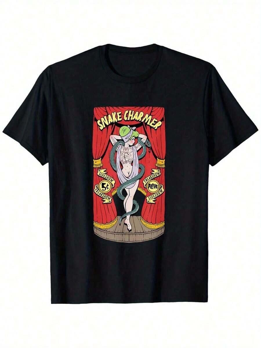 Snake Charmer Freakshow Printed T-Shirt,Unisex s Printed T-Shirt L