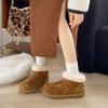 Women's Plus Size Soft-Sole Height-Enhancing Warm Winter Fur-Lined Ski Boots with Plush Lining Short Boots for Outdoor Sports and Cotton Boots