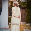 Women's Ethnic Embroidered Linen Blend Sleeveless Dress