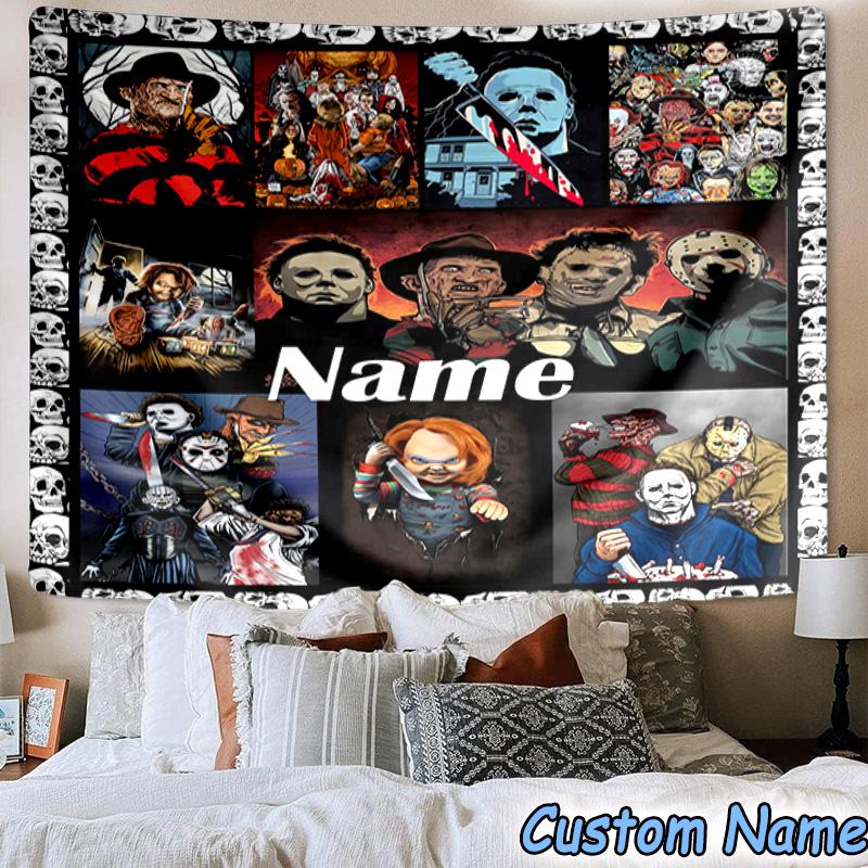 Custom Name Tapestry Clown Horror Tapestry, Unique Design Tapestry, Suitable for Bedroom,Livingroom, Playroom,Heartwarming Fan Holiday Gifts