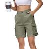 Bermuda Shorts For Women Cargo Shorts Knee Length 6 Pockets Elastic Waist Long Shorts For Summer Casual