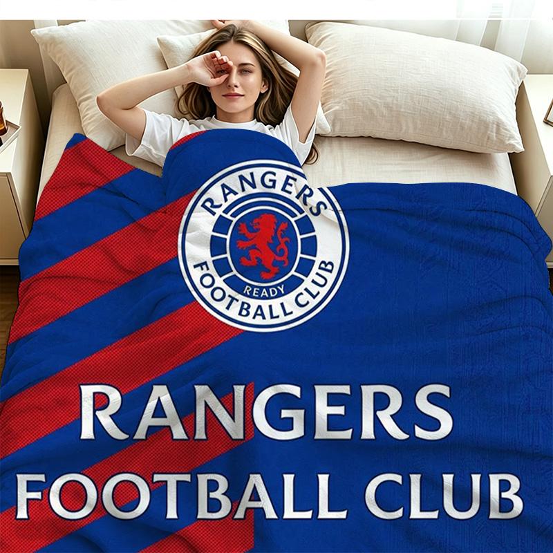 Rangers FC Print Flannel Blanket High Quality Warm Comfortable Cover for All Seasons Perfect for Gifts Home Decor