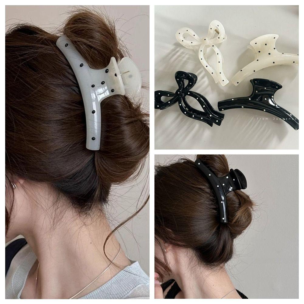 Bowknot Polka Dot Hair Clip Cute Hairpin Big Hair Claw Personalized Bow Hair Claw  Daily