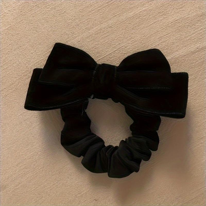 Élégant Chouchou Bandeau Nœud en Velours Noir - Style Doux Couleur Unie Accessoire Anneau à Cheveux pour Femmes, Adolescentes, Rentrée Scolaire