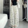 ! Autumn Butterfly Wide Leg Pants Women's High Waist Loose Lazy Flash Ripped Casual Straight Pants