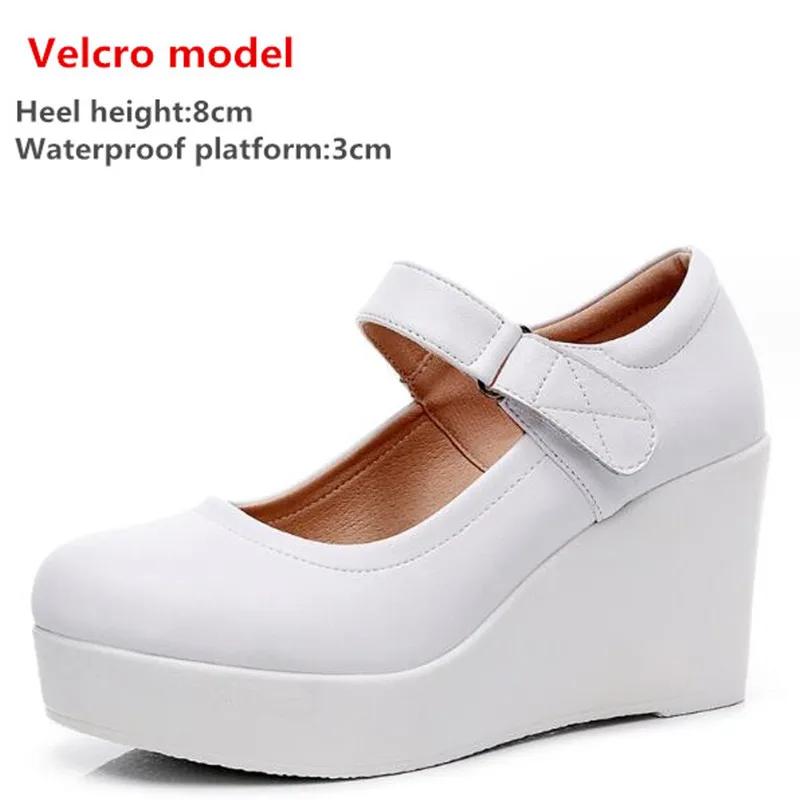 Women Wedges Shoes Woman Increasing Height Shoes Buckle Strap High Heel Shoes Ladies Waterproof Platform Leather Shoes 33-43