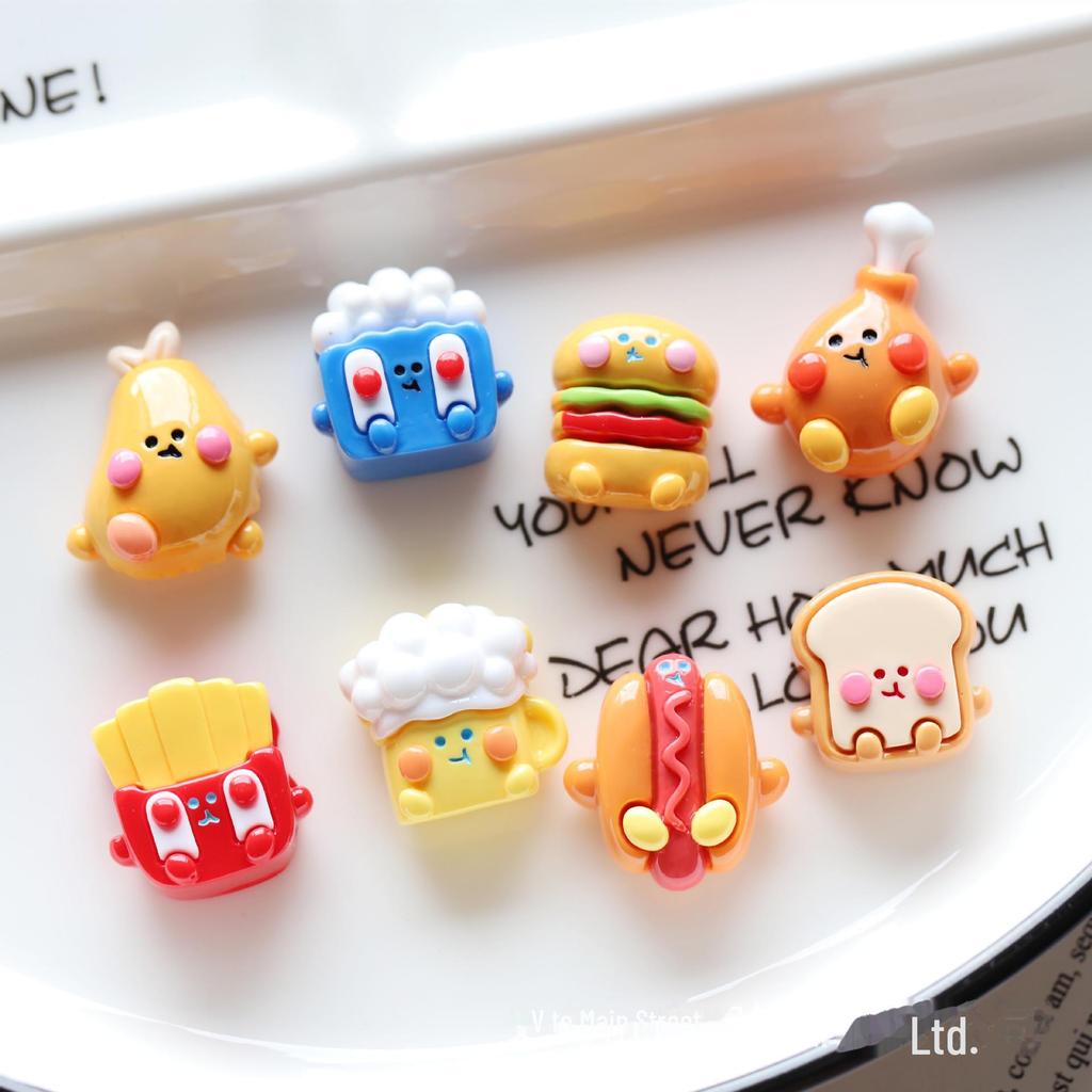 Lipici cremos cu desene animate Blush pentru bijuterii DIY lucrate manual - Temă hamburger și cartofi prăjiți