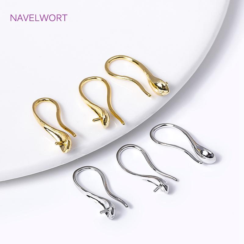 18K Gold Plated Brass Earring Hooks For Jewelry Making,Earwire,Earrings Hook Wire Mounting,DIY Earrings Making Accessories