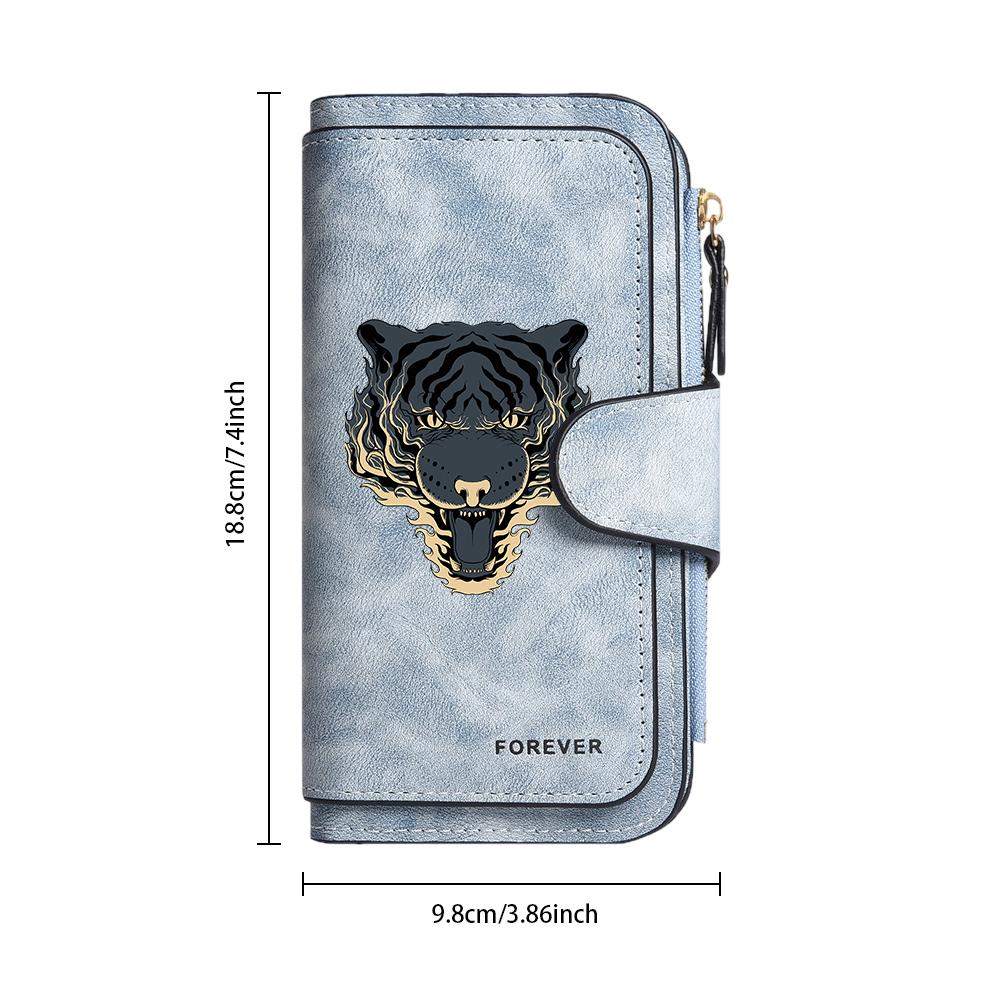 Fashion Tiger Pattern Long Wallet Multi Slot Card Holder Casual Portable Purse