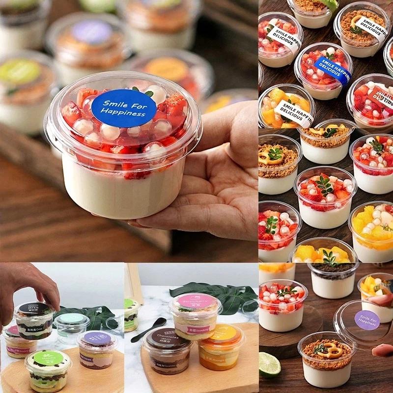 Disposable Dessert Serving Cups with Lids 50PCS 150ML Plastic for Pudding Ice Cream Cake Restaurant Takeout