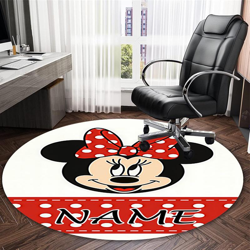 Customizable Minnie (8) Round Non-Slip Carpet - Ideal for Garden, Picnic, Office, Perfect for Decoration, Suitable For All Seasons
