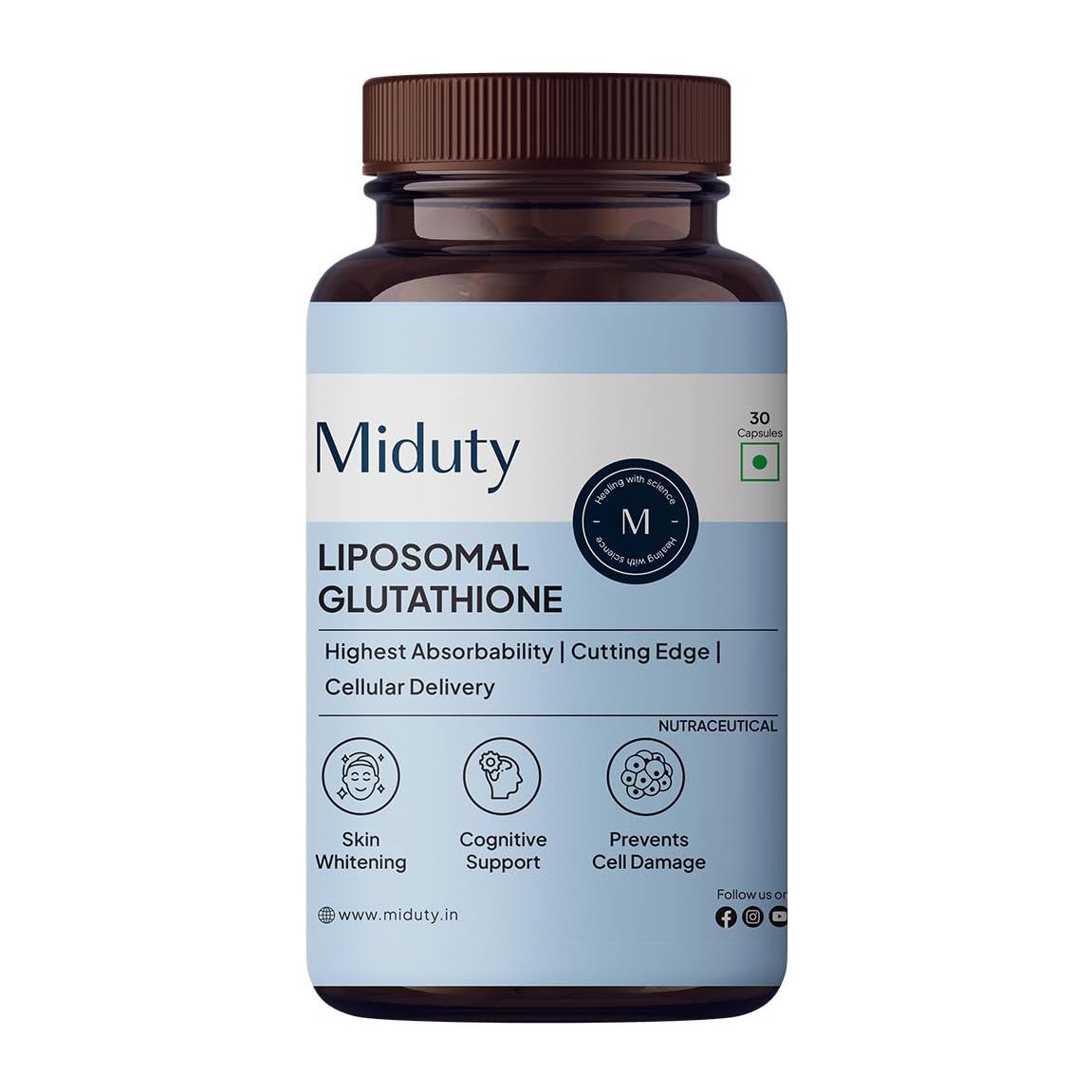 

Липосомальный Глутатион (30 кап, 650 мг), Liposomal Glutathione, Miduty
