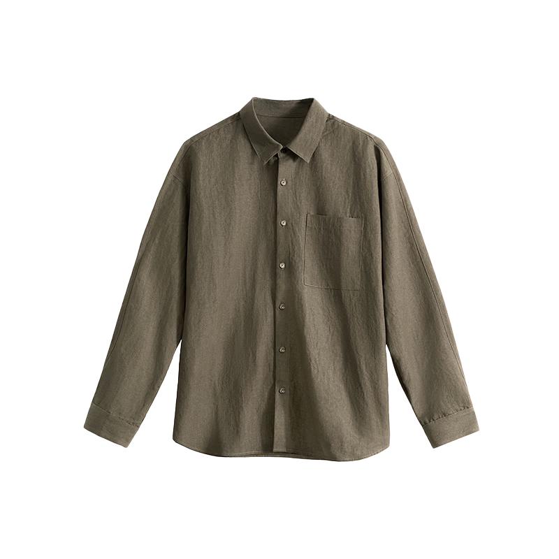 HAUT TON Men s Linen-Blend Casual Long-Sleeve Shirt 6021 L