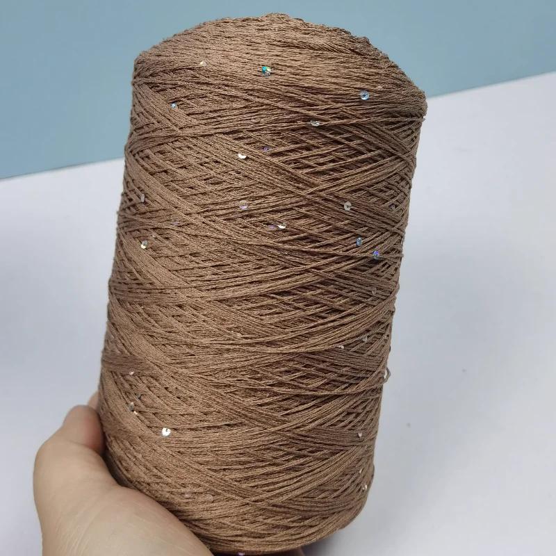 Number 6 Coarse Fine Crochet Thread Sequin Silk Linen Lace Thread with Pearl Beads DIY Scarf Sweater Knitting