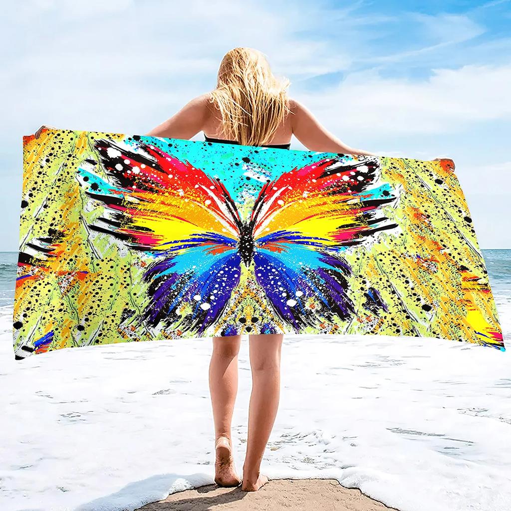Butterfly Beach Towel Soft Floral Beach Blanket Absorbent Quick Dry Bath Towels Pool Travel Beach Towels for Adults Swim Cover