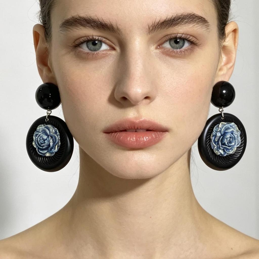Vintage Black Series Stud Earrings 925 Silver Needle Minimalist High-End Personality Accessories for Women
