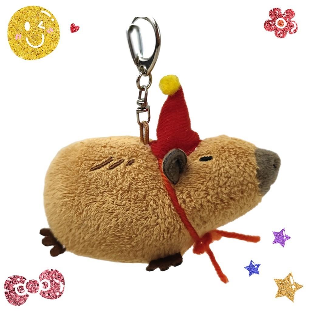 Capybara Plush Pendant Toy Cross-border Stock Squeaky Guinea Pig Keychain Hanging Ornament Stuffed Animal